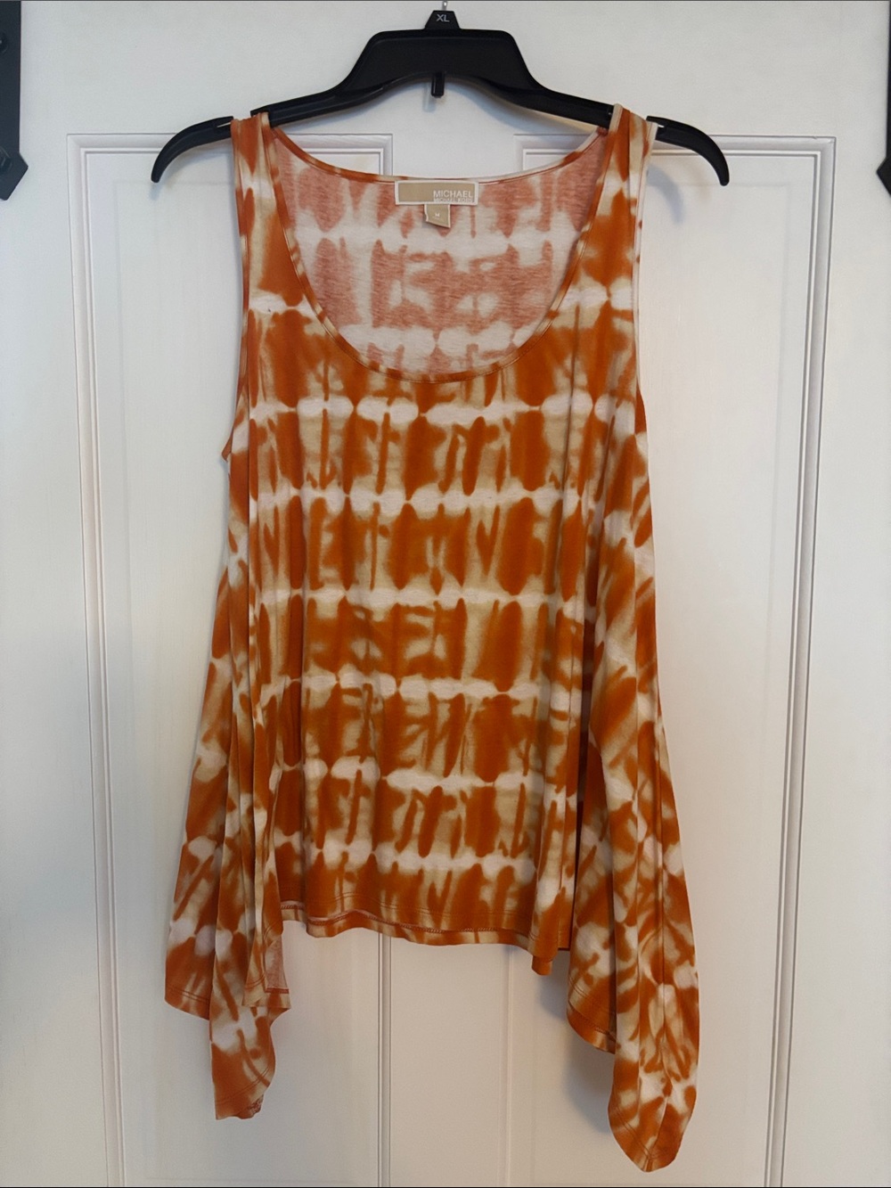 Michael Kors Orange and White Tie-Dye Swing Tank Size Med